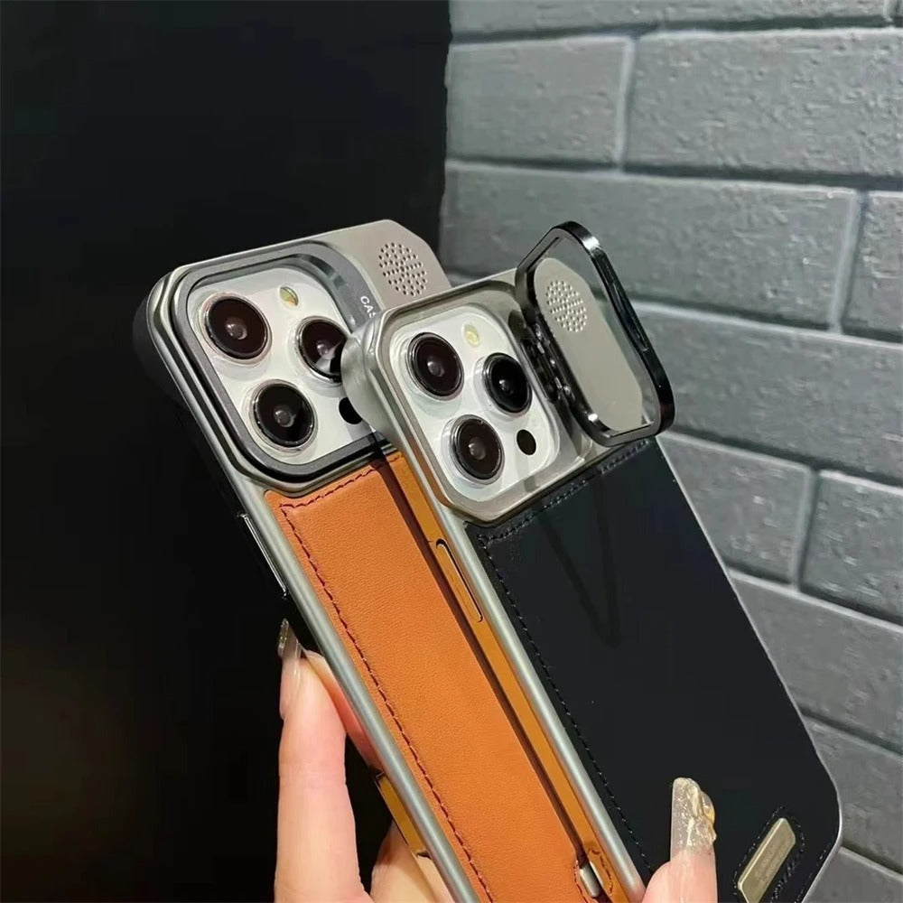 High-Quality iPhone Case — Leather-Feel MagSafe Hard PC Cover with Alloy Lens Holder, Wireless Charging Support and Tough Anti-Fingerprint Protection