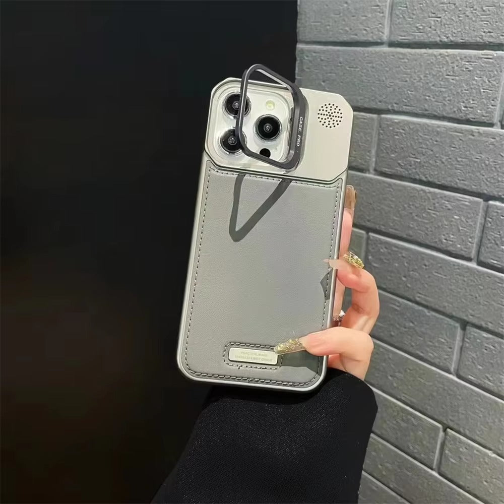 High-Quality iPhone Case — Leather-Feel MagSafe Hard PC Cover with Alloy Lens Holder, Wireless Charging Support and Tough Anti-Fingerprint Protection