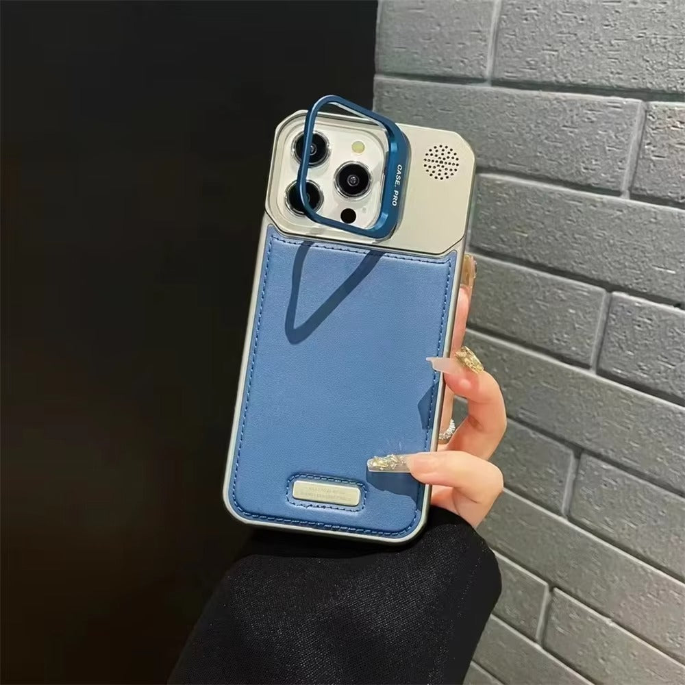 High-Quality iPhone Case — Leather-Feel MagSafe Hard PC Cover with Alloy Lens Holder, Wireless Charging Support and Tough Anti-Fingerprint Protection