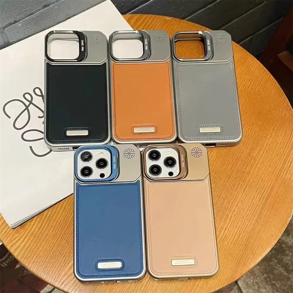 High-Quality iPhone Case — Leather-Feel MagSafe Hard PC Cover with Alloy Lens Holder, Wireless Charging Support and Tough Anti-Fingerprint Protection