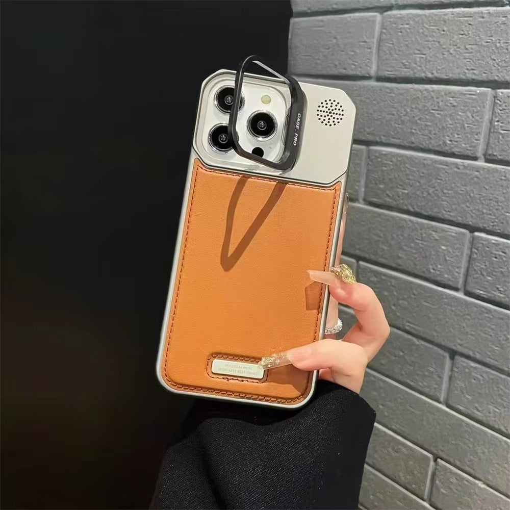 High-Quality iPhone Case — Leather-Feel MagSafe Hard PC Cover with Alloy Lens Holder, Wireless Charging Support and Tough Anti-Fingerprint Protection