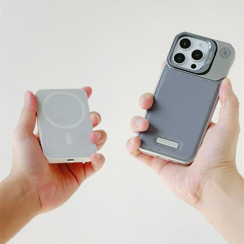 High-Quality iPhone Case — Leather-Feel MagSafe Hard PC Cover with Alloy Lens Holder, Wireless Charging Support and Tough Anti-Fingerprint Protection