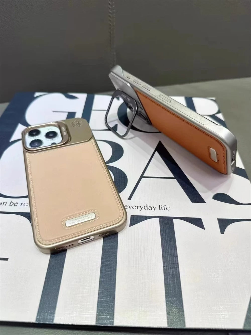High-Quality iPhone Case — Leather-Feel MagSafe Hard PC Cover with Alloy Lens Holder, Wireless Charging Support and Tough Anti-Fingerprint Protection