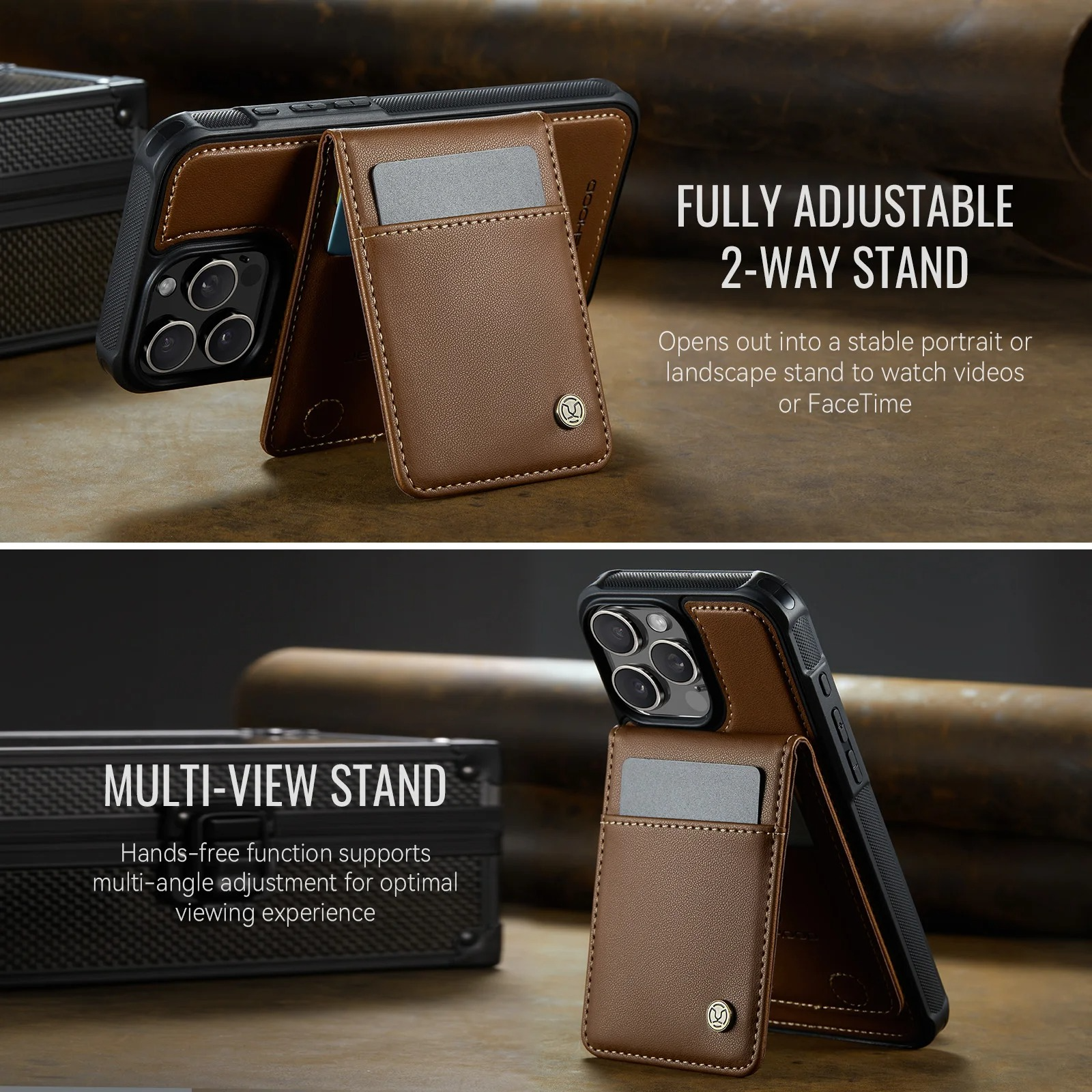 Luxury iPhone Case — 2-in-1 Detachable Magnetic PU Leather Wallet Cover with Card Slot, Shockproof, Anti-Fingerprint, Anti-Scratch, Kickstand, Storage Compartment