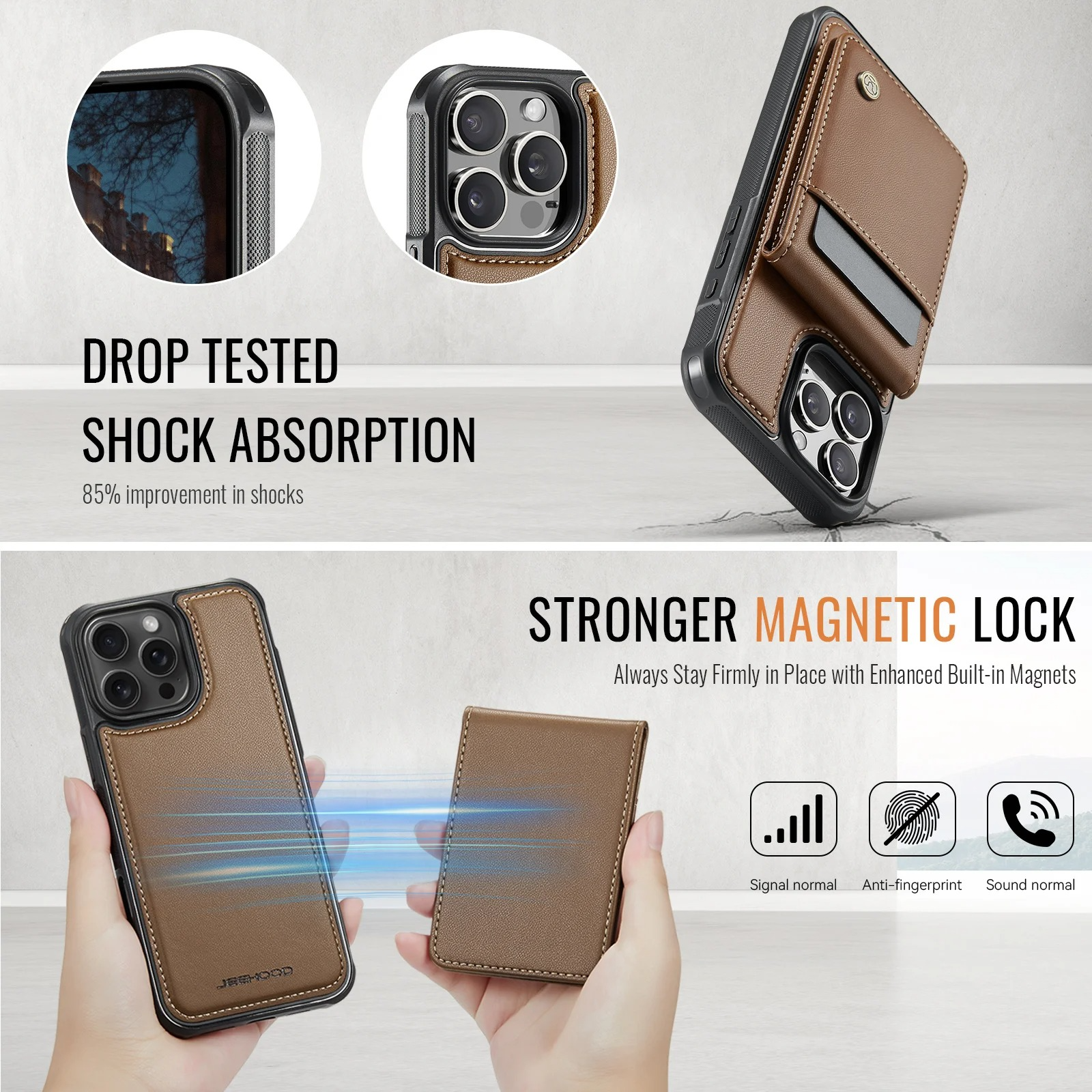 Luxury iPhone Case — 2-in-1 Detachable Magnetic PU Leather Wallet Cover with Card Slot, Shockproof, Anti-Fingerprint, Anti-Scratch, Kickstand, Storage Compartment