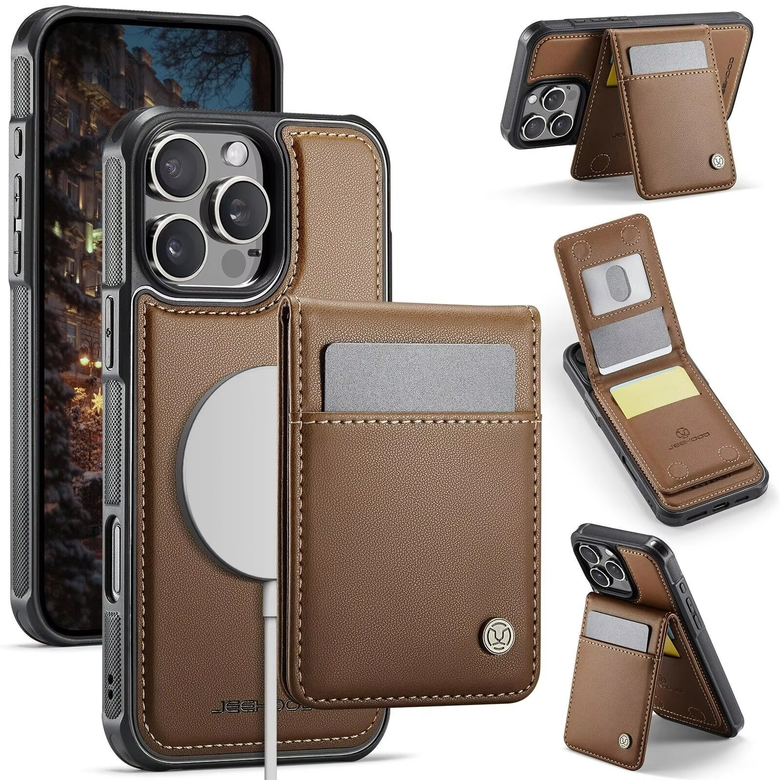 Luxury iPhone Case — 2-in-1 Detachable Magnetic PU Leather Wallet Cover with Card Slot, Shockproof, Anti-Fingerprint, Anti-Scratch, Kickstand, Storage Compartment