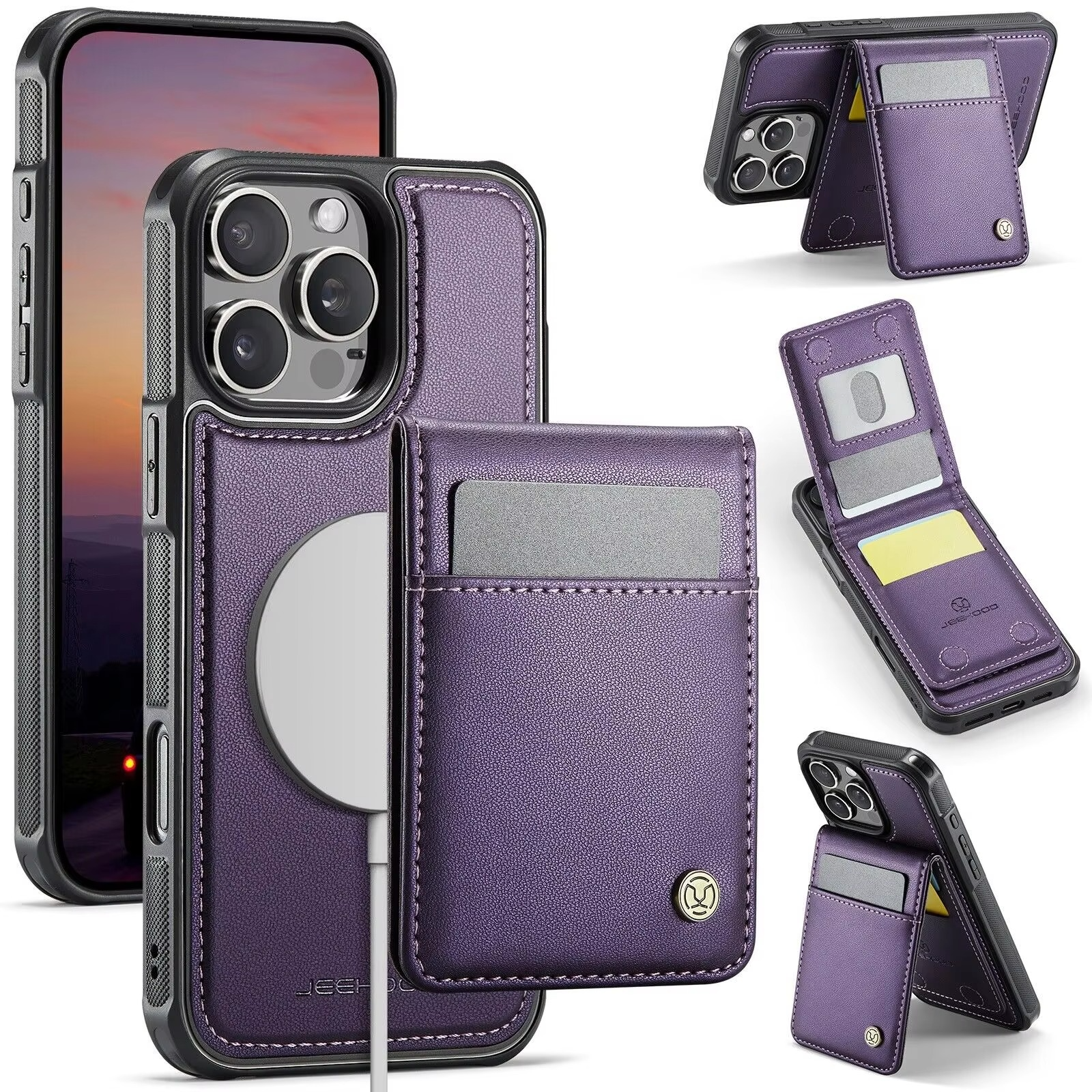 Luxury iPhone Case — 2-in-1 Detachable Magnetic PU Leather Wallet Cover with Card Slot, Shockproof, Anti-Fingerprint, Anti-Scratch, Kickstand, Storage Compartment