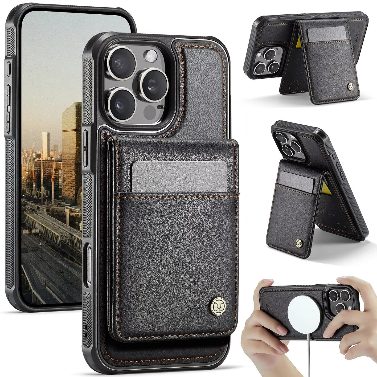 Luxury iPhone Case — 2-in-1 Detachable Magnetic PU Leather Wallet Cover with Card Slot, Shockproof, Anti-Fingerprint, Anti-Scratch, Kickstand, Storage Compartment