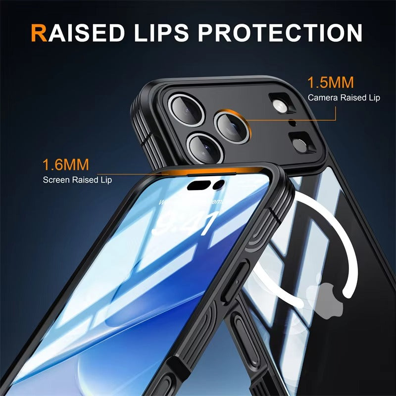 Luxury iPhone Case — 360° Transparent Magnetic Full-Coverage Double-Sided Shockproof TPU Cover, MagSafe Compatible, Wireless-Charging Safe