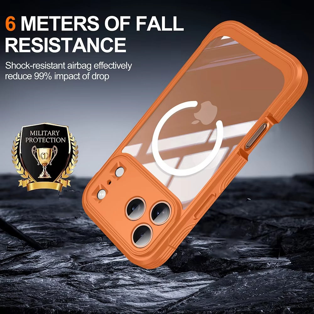 Luxury iPhone Case — 360° Transparent Magnetic Full-Coverage Double-Sided Shockproof TPU Cover, MagSafe Compatible, Wireless-Charging Safe