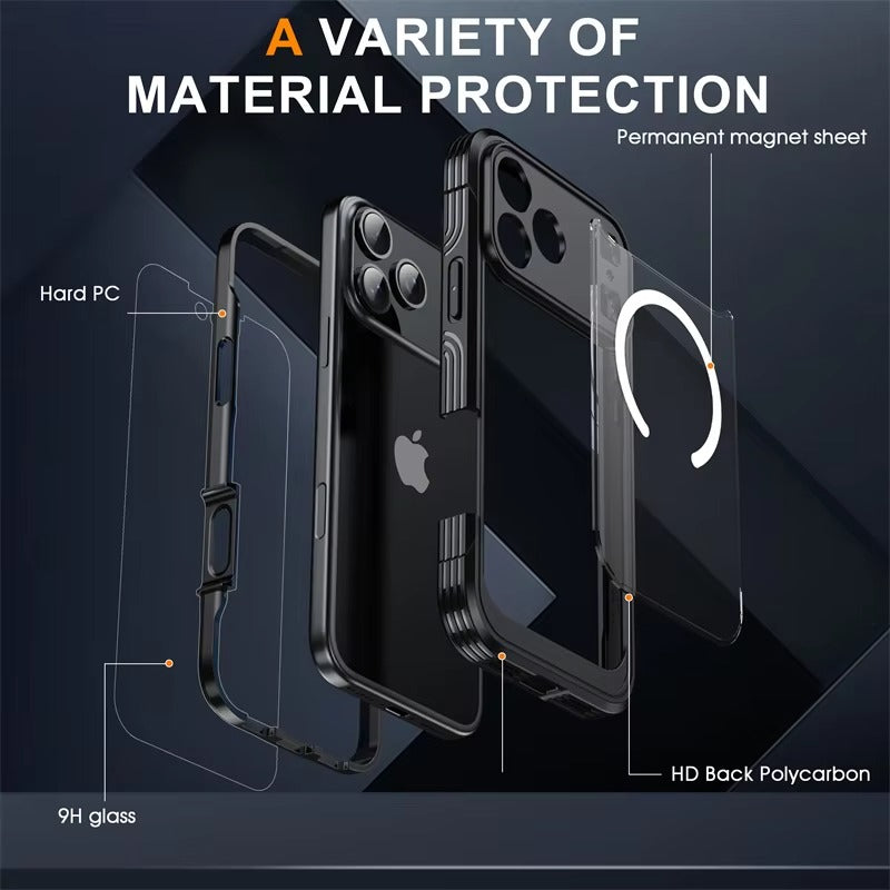 Luxury iPhone Case — 360° Transparent Magnetic Full-Coverage Double-Sided Shockproof TPU Cover, MagSafe Compatible, Wireless-Charging Safe