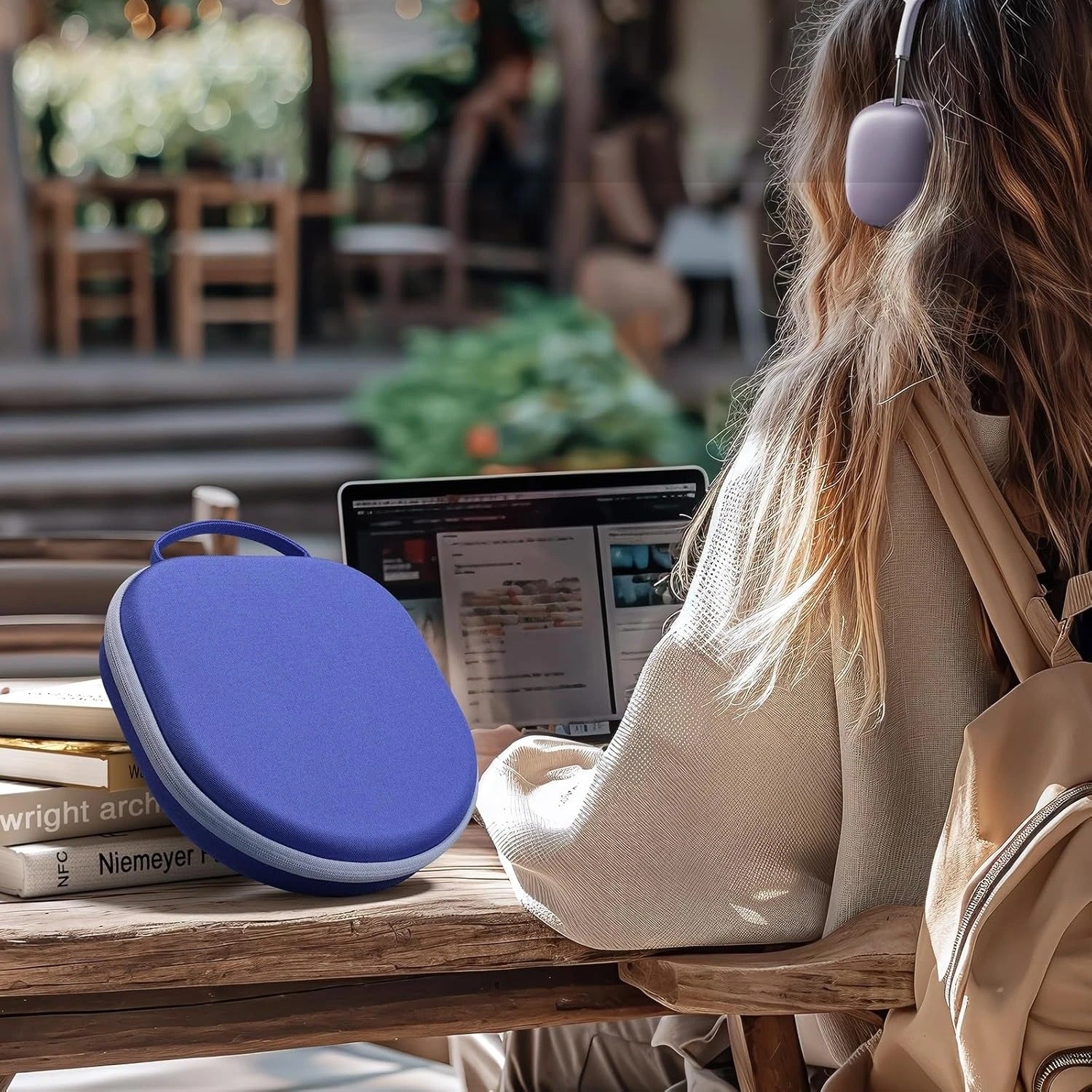 Luxury AirPods Max Premium Protective Travel Case with Smart Sleep Mode, EVA Hard Shell Carrying Bag for Safe Storage