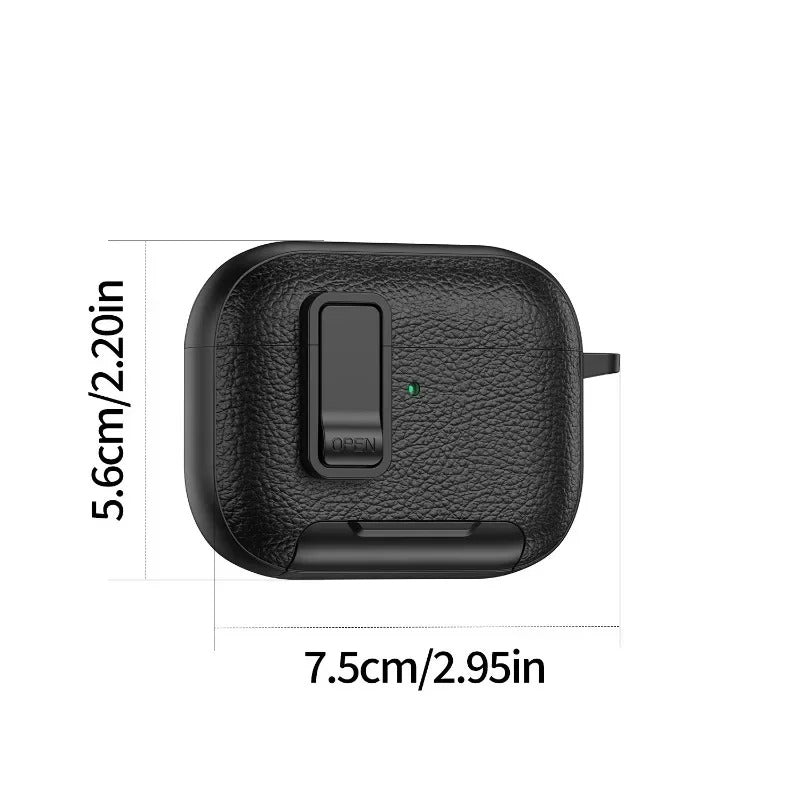 Luxury AirPods Pro 3 Leather-Texture Protective Case with Secure Lock, Invisible Phone Stand, Shockproof Dustproof Design & Wireless Charging Support