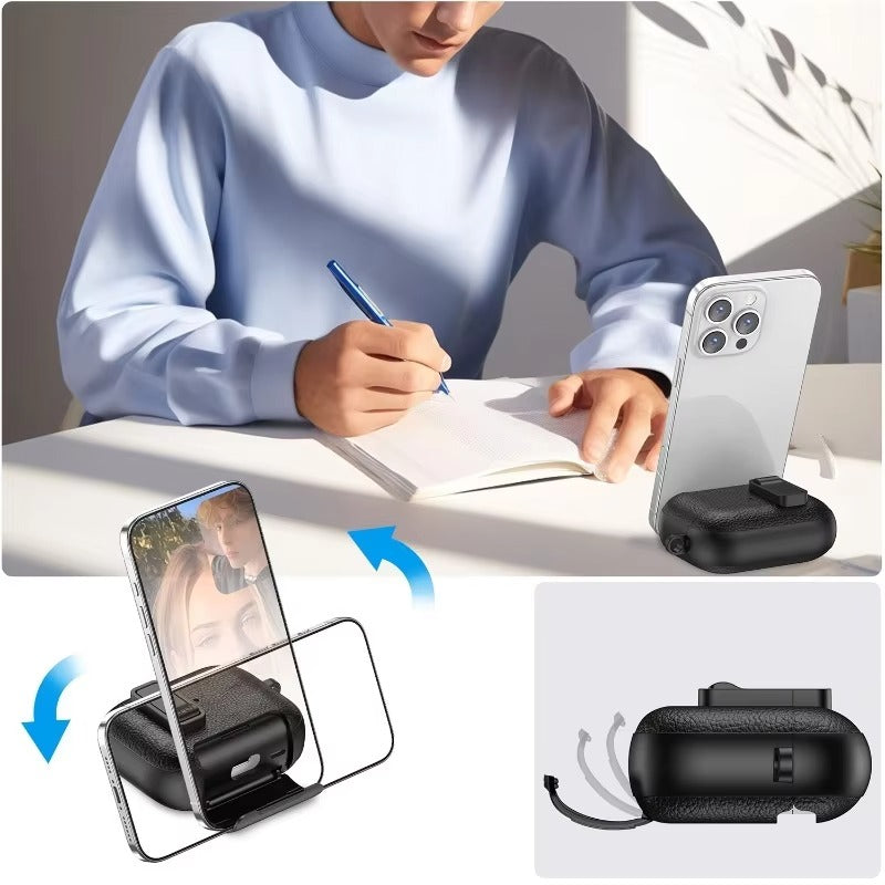 Luxury AirPods Pro 3 Leather-Texture Protective Case with Secure Lock, Invisible Phone Stand, Shockproof Dustproof Design & Wireless Charging Support