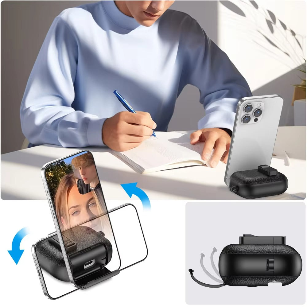 Luxury AirPods Pro 3 Leather-Texture Protective Case with Secure Lock, Invisible Phone Stand, Shockproof Dustproof Design & Wireless Charging Support