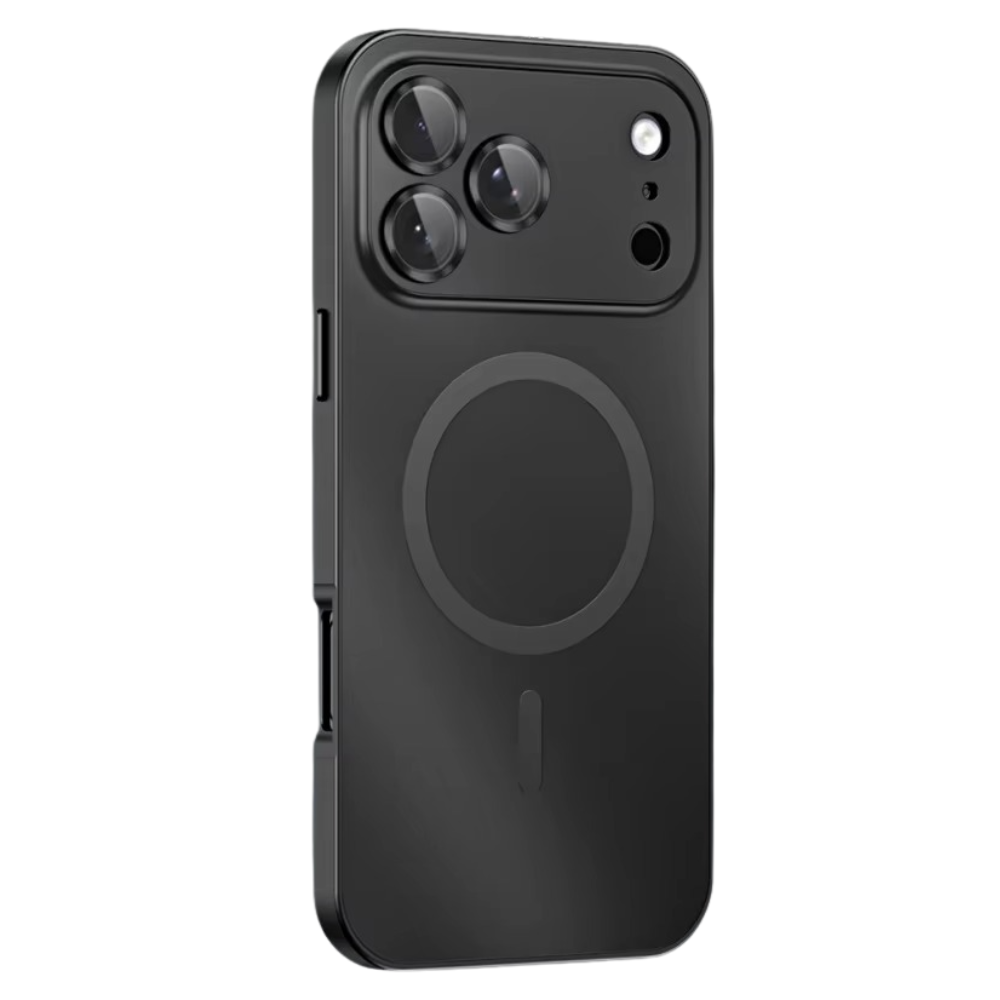 Luxury iPhone Case — Aluminum Alloy Magnetic MagSafe Wireless-Charging Full-Coverage Shockproof Cover with Glass Lens and Matte Anti-Glare Finish