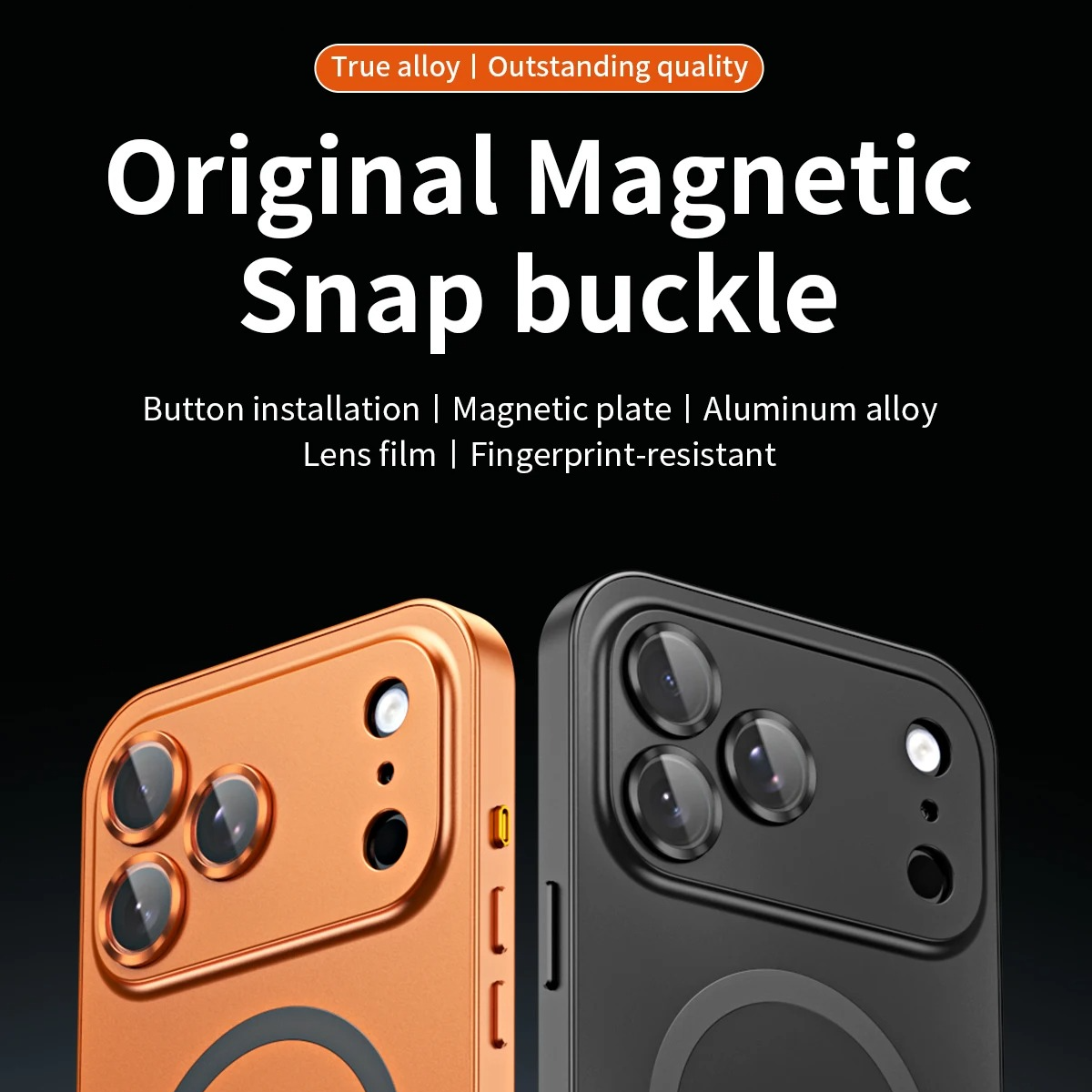 Luxury iPhone Case — Aluminum Alloy Magnetic MagSafe Wireless-Charging Full-Coverage Shockproof Cover with Glass Lens and Matte Anti-Glare Finish