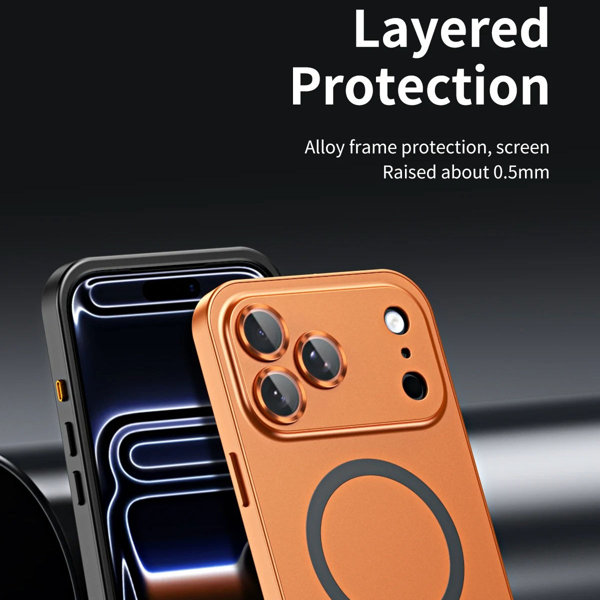 Luxury iPhone Case — Aluminum Alloy Magnetic MagSafe Wireless-Charging Full-Coverage Shockproof Cover with Glass Lens and Matte Anti-Glare Finish