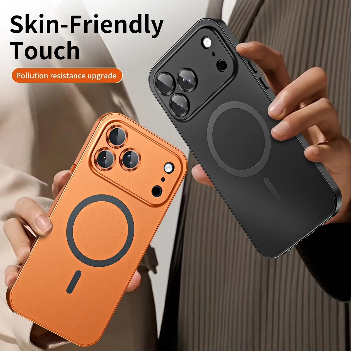 Luxury iPhone Case — Aluminum Alloy Magnetic MagSafe Wireless-Charging Full-Coverage Shockproof Cover with Glass Lens and Matte Anti-Glare Finish