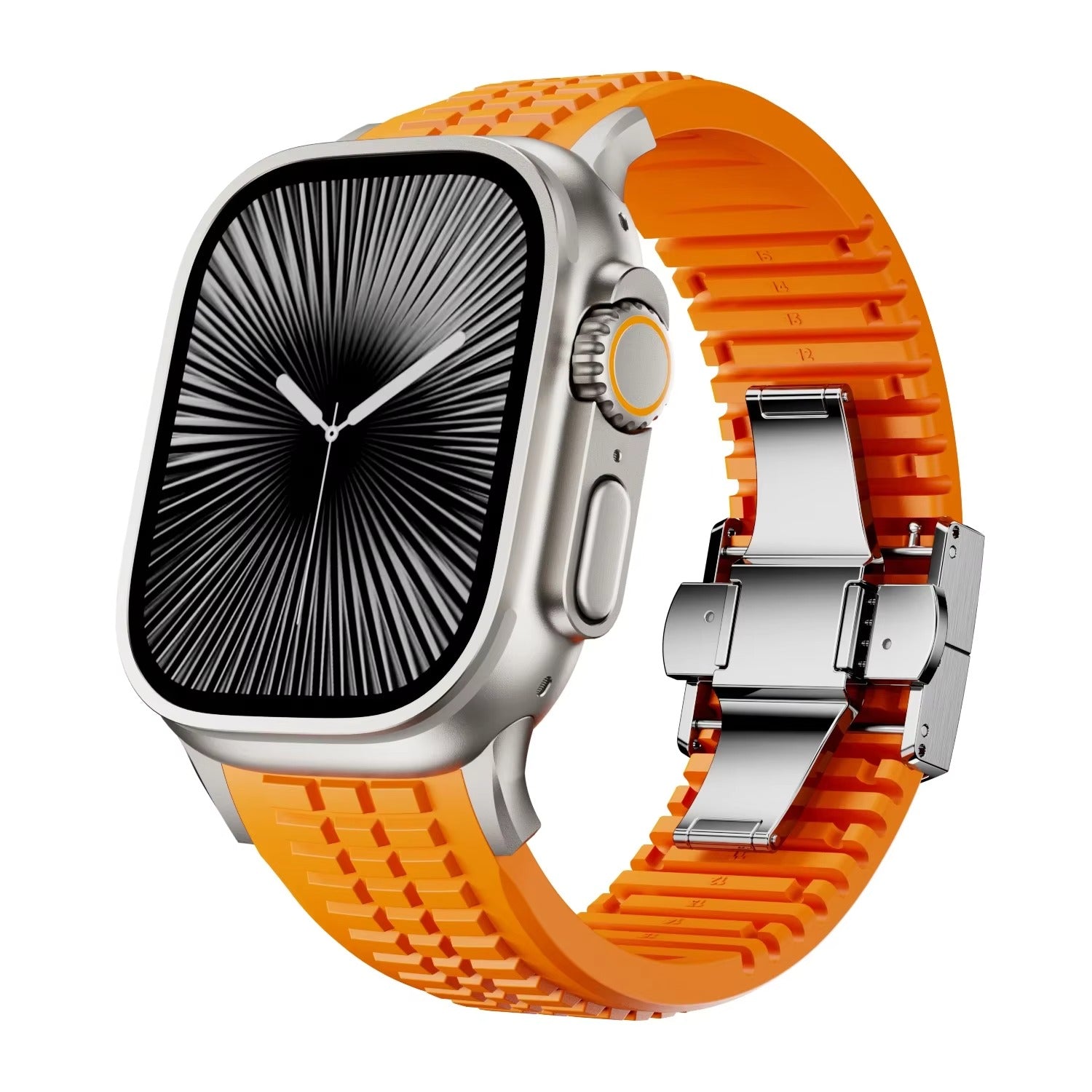 Luxury Apple Watch Sport Silicone Band with Stainless Steel Buckle – Soft, Durable & Athletic Design