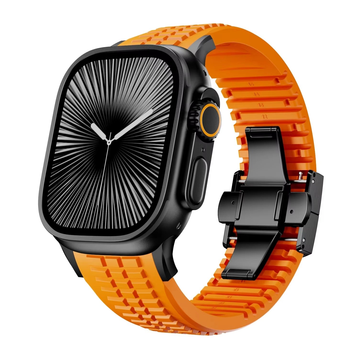 Luxury Apple Watch Sport Silicone Band with Stainless Steel Buckle – Soft, Durable & Athletic Design