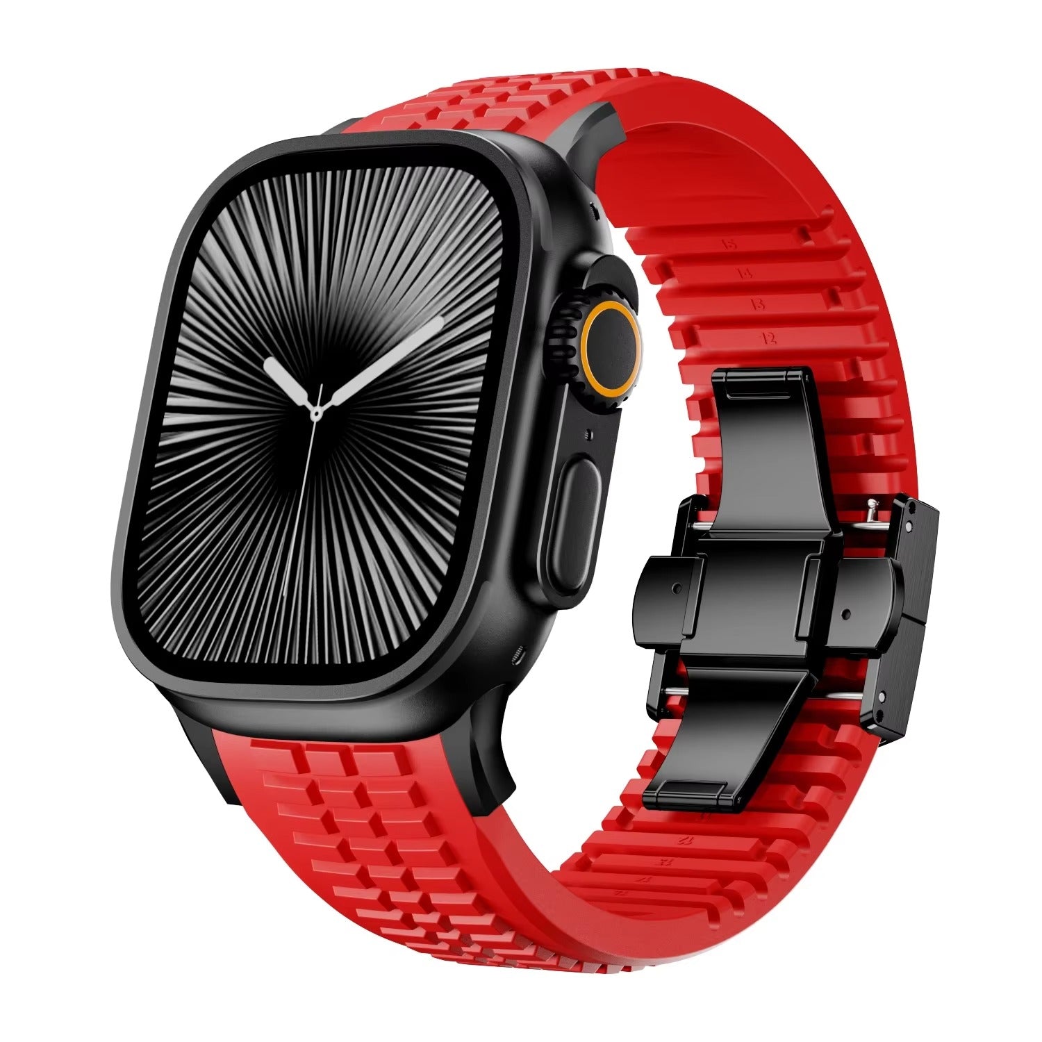 Luxury Apple Watch Sport Silicone Band with Stainless Steel Buckle – Soft, Durable & Athletic Design