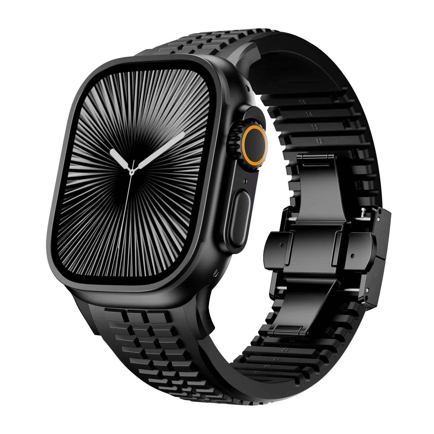 Luxury Apple Watch Sport Silicone Band with Stainless Steel Buckle – Soft, Durable & Athletic Design