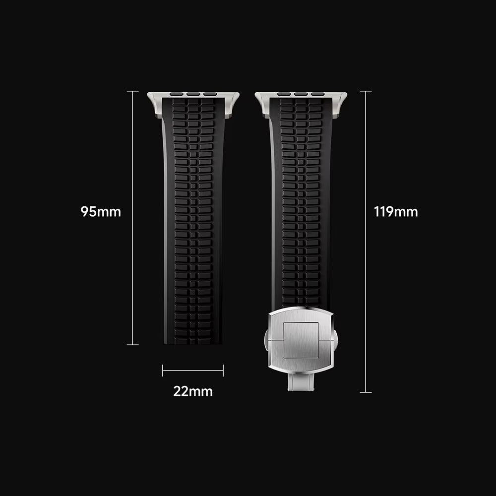Luxury Apple Watch Sport Silicone Band with Stainless Steel Buckle – Soft, Durable & Athletic Design