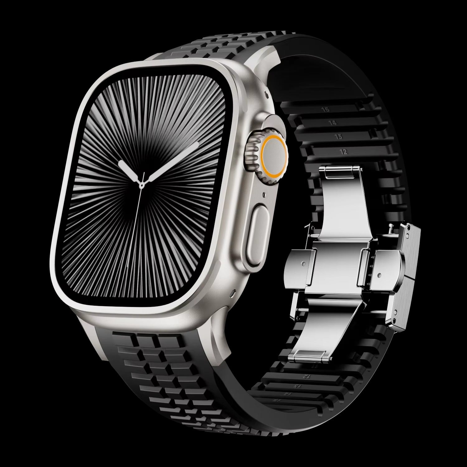 Luxury Apple Watch Sport Silicone Band with Stainless Steel Buckle – Soft, Durable & Athletic Design