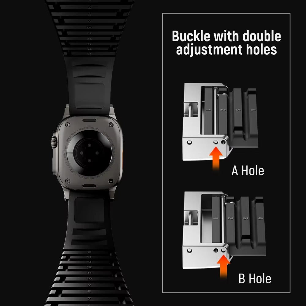 Luxury Apple Watch Sport Silicone Band with Stainless Steel Buckle – Soft, Durable & Athletic Design