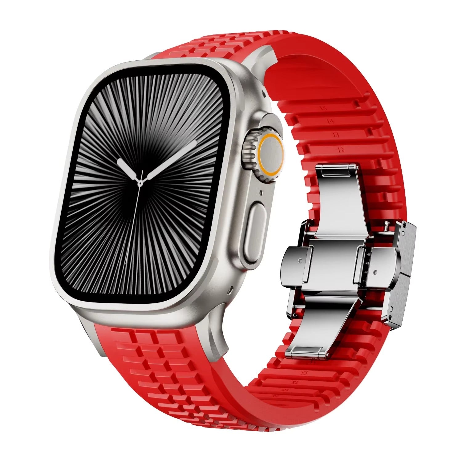 Luxury Apple Watch Sport Silicone Band with Stainless Steel Buckle – Soft, Durable & Athletic Design