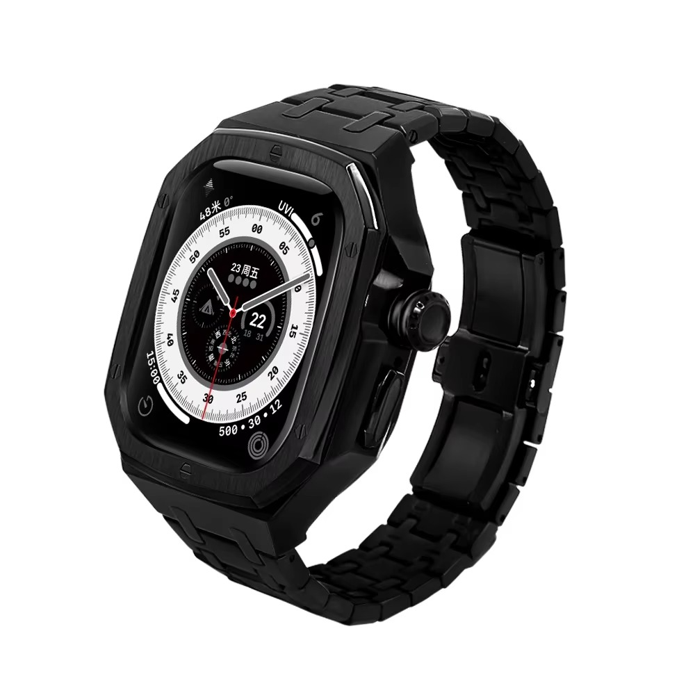 Luxury Apple Watch Stainless Steel Case & Strap Mod Kit, Premium Upgrade Protective Frame & Metal Band Set