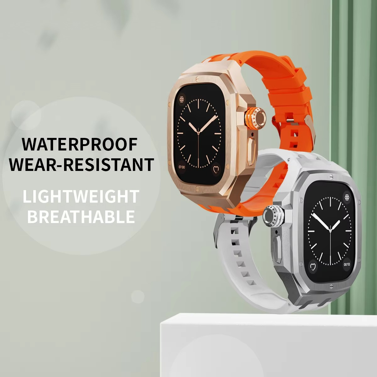 Luxury Apple Watch Stainless Steel Case & Strap Mod Kit, Premium Upgrade Protective Frame & Metal Band Set