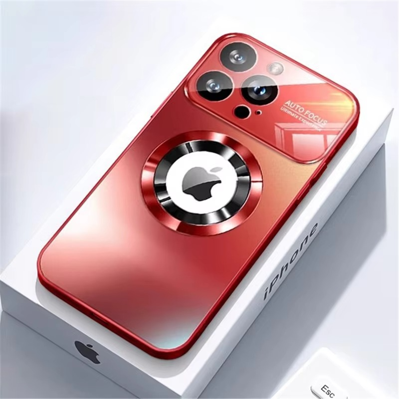 Luxury iPhone Case — Bumper Matte Magnetic MagSafe Wireless-Charging Half-Wrapped Cover with Glass Lens Camera Protection, Shockproof Design, Anti-Fingerprint, Luminous Finish