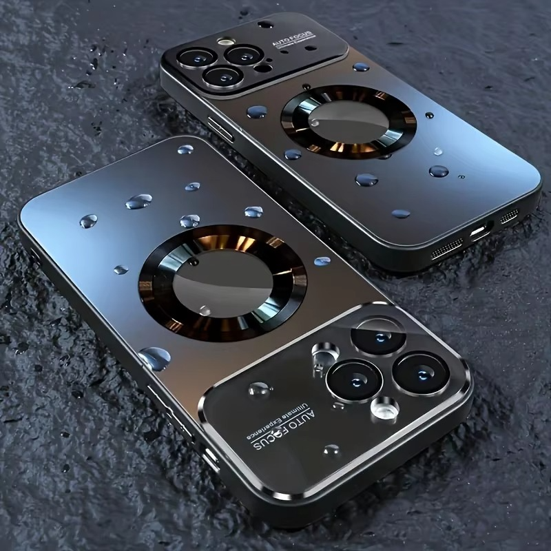 Luxury iPhone Case — Bumper Matte Magnetic MagSafe Wireless-Charging Half-Wrapped Cover with Glass Lens Camera Protection, Shockproof Design, Anti-Fingerprint, Luminous Finish