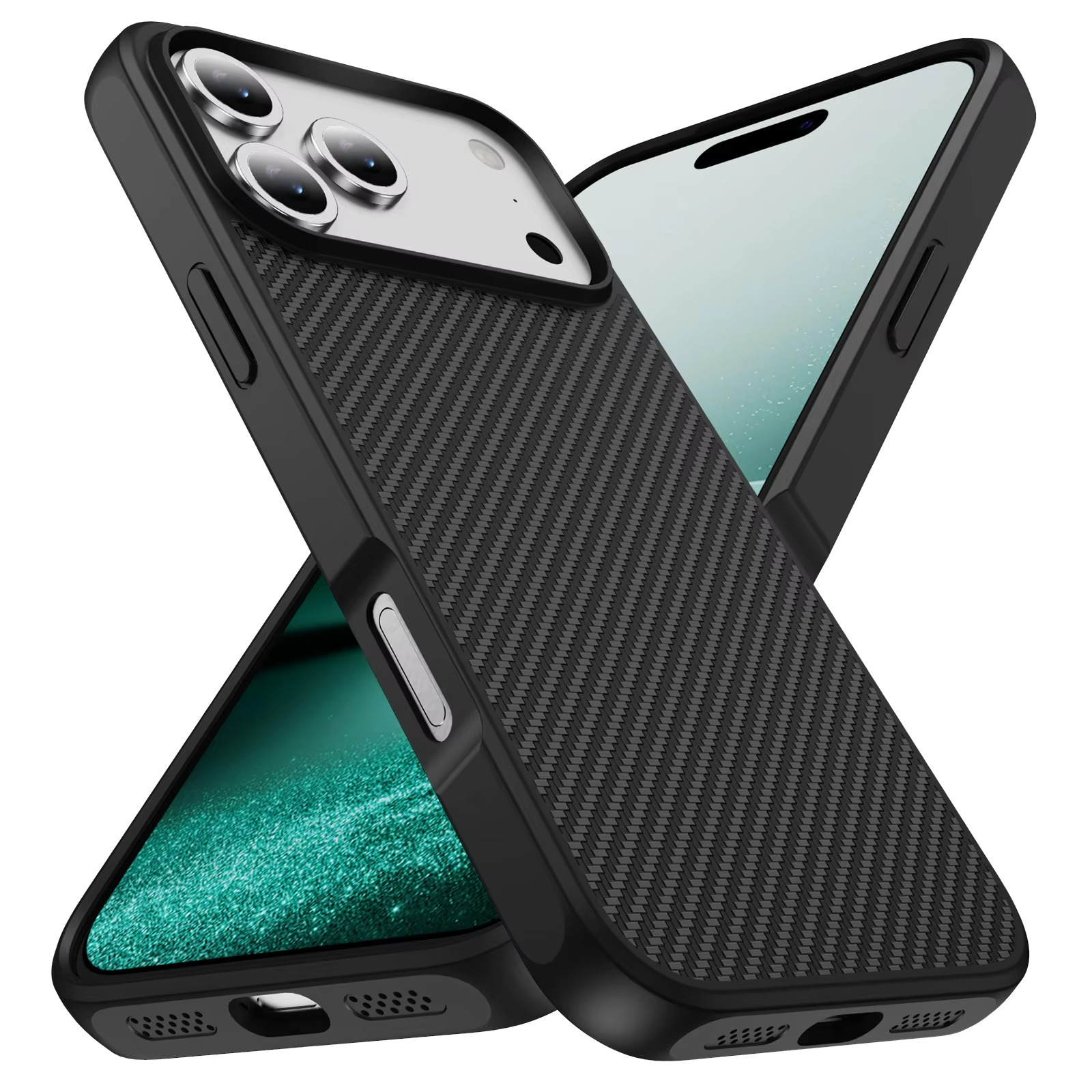 Luxury iPhone Case — Carbon Fiber Shockproof Drop-Resistant Protective Cover with Anti-Fingerprint Non-Slip Design and Scratch Dust Defense