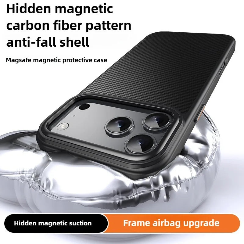 Luxury iPhone Case — Carbon Fiber Shockproof Drop-Resistant Protective Cover with Anti-Fingerprint Non-Slip Design and Scratch Dust Defense