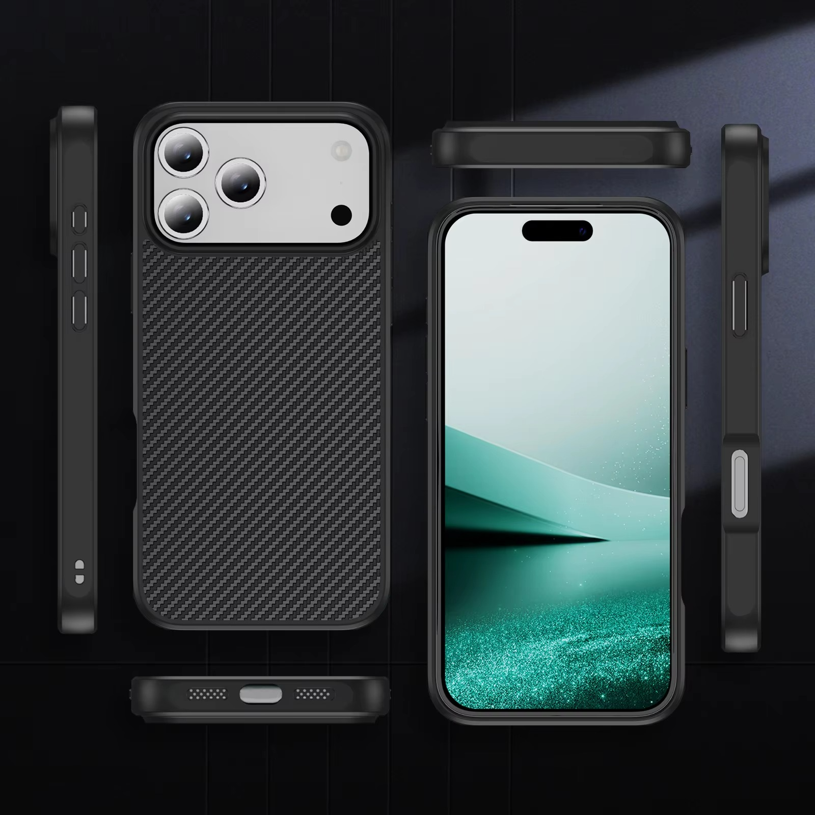Luxury iPhone Case — Carbon Fiber Shockproof Drop-Resistant Protective Cover with Anti-Fingerprint Non-Slip Design and Scratch Dust Defense