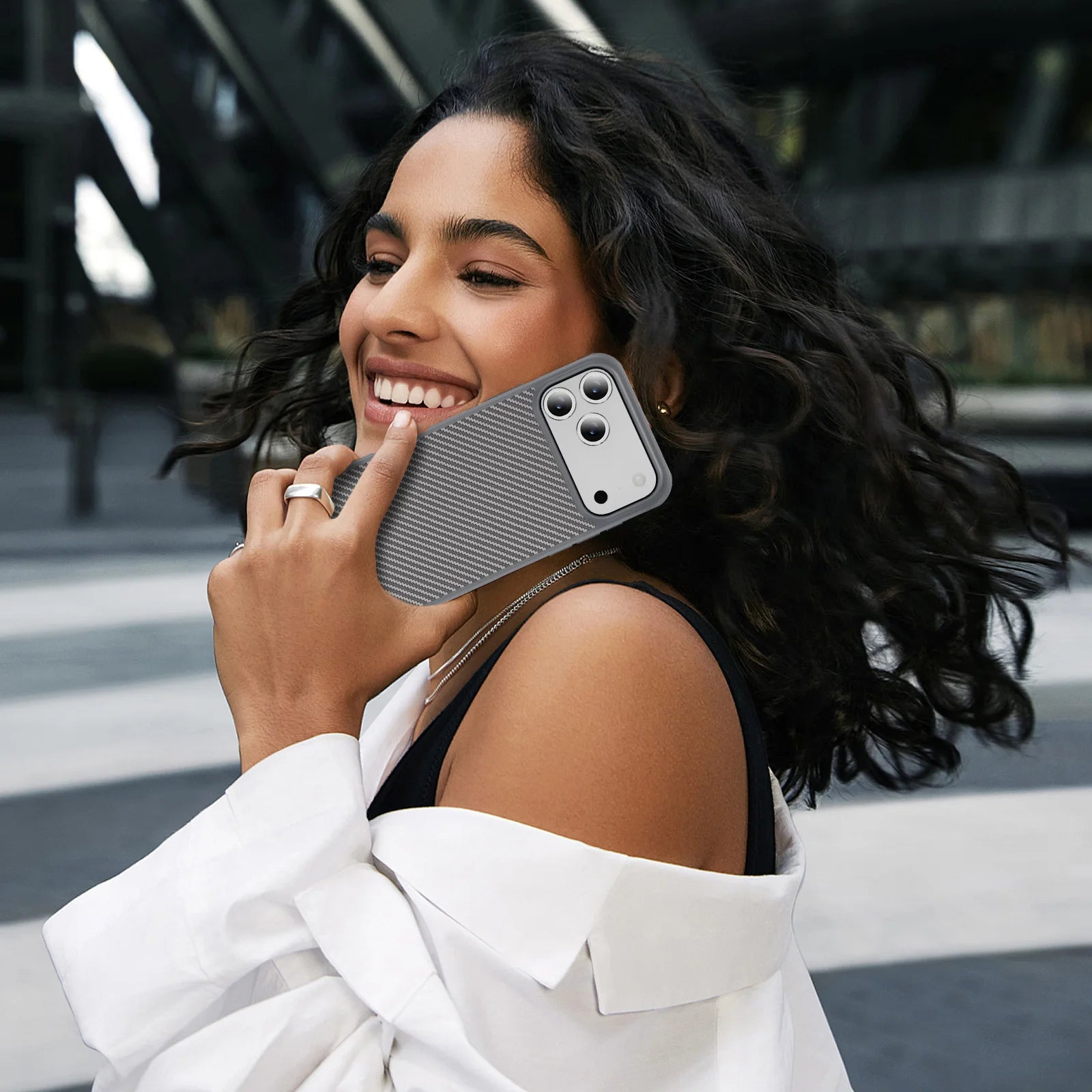 Luxury iPhone Case — Carbon Fiber Shockproof Drop-Resistant Protective Cover with Anti-Fingerprint Non-Slip Design and Scratch Dust Defense