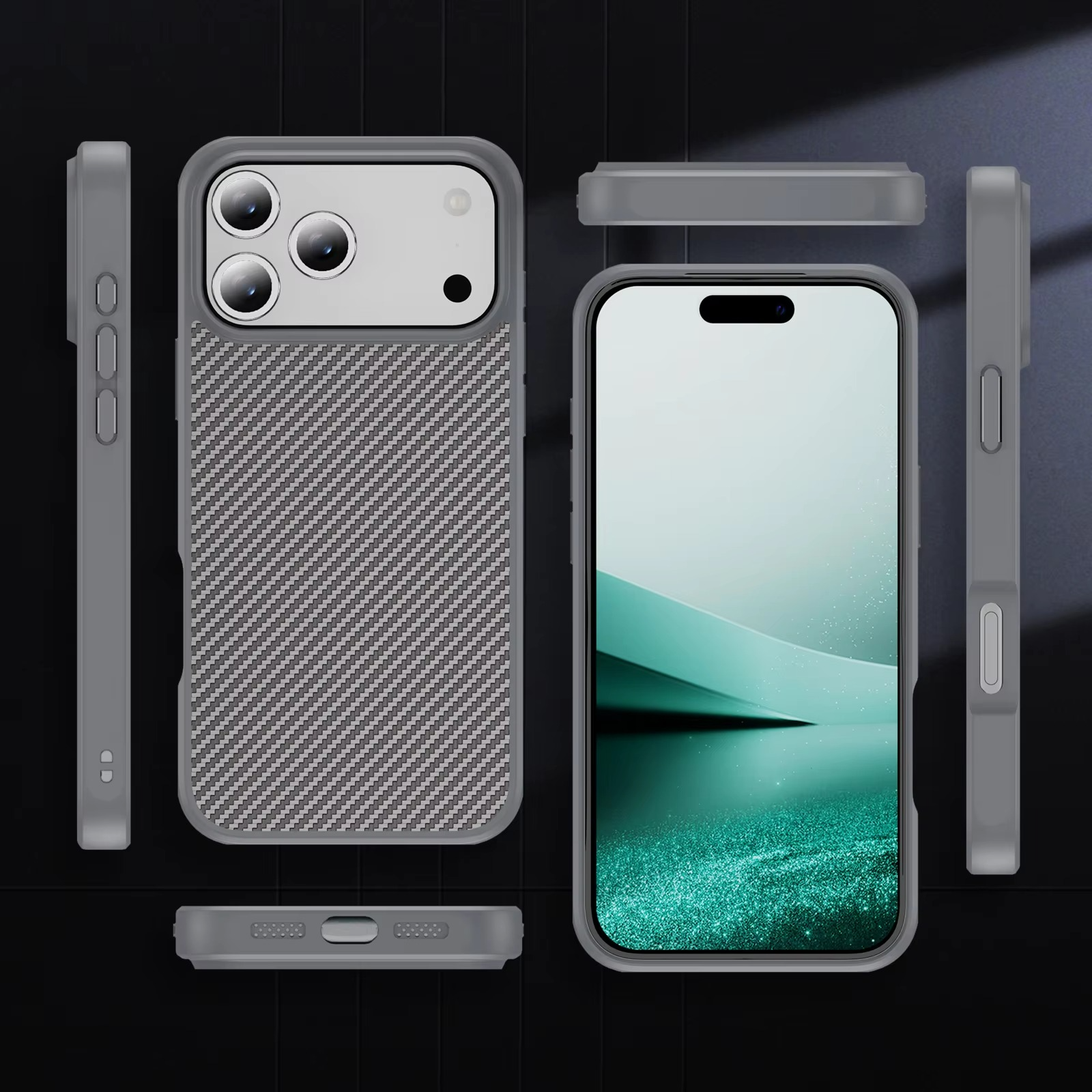 Luxury iPhone Case — Carbon Fiber Shockproof Drop-Resistant Protective Cover with Anti-Fingerprint Non-Slip Design and Scratch Dust Defense