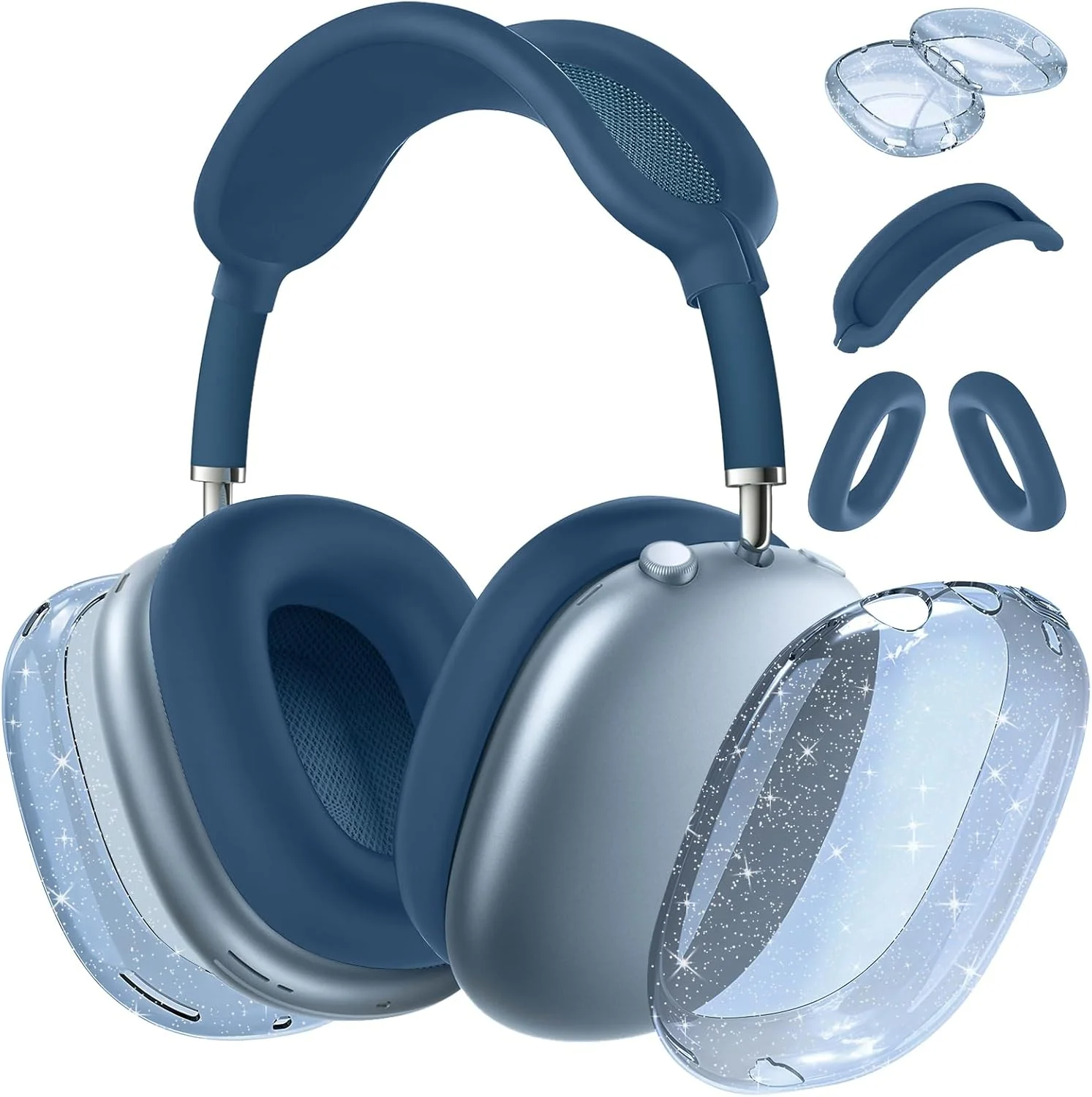 Luxury Clear Silicone Ear Cushion Covers – Soft Touch Anti-Fall Dust-Proof Protective Set for AirPods Max