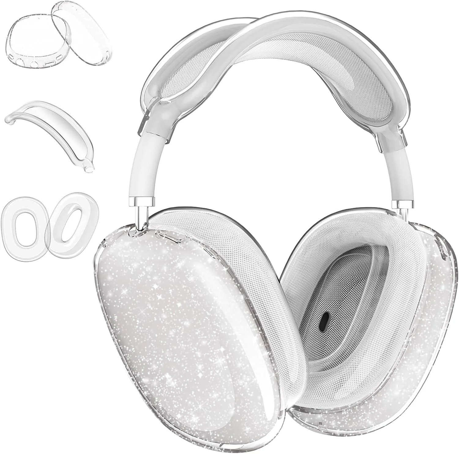 Luxury Clear Silicone Ear Cushion Covers – Soft Touch Anti-Fall Dust-Proof Protective Set for AirPods Max