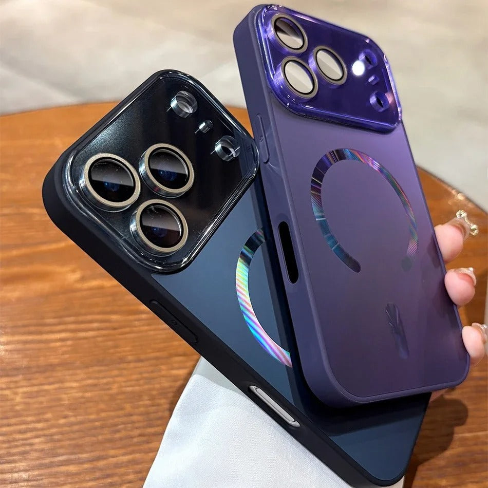 Luxury iPhone Case — Flowing Light MagSafe Big-Window Magnetic Shockproof Cover, Lightweight, Full Protection, Anti-Scratch Plain Design