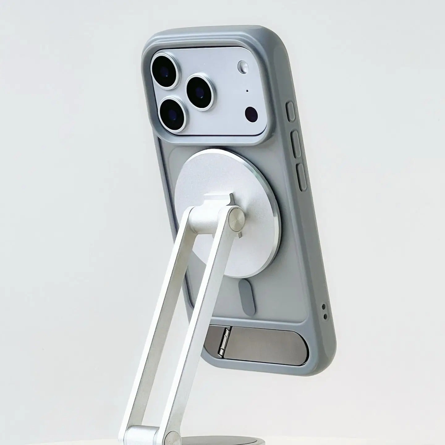 Luxury iPhone Case — Foldable Magnetic MagSafe Compatible Half-Wrapped PC Cover with Matte Finish, Shockproof, Anti-Fingerprint, Stand Holder, Non-Slip Design