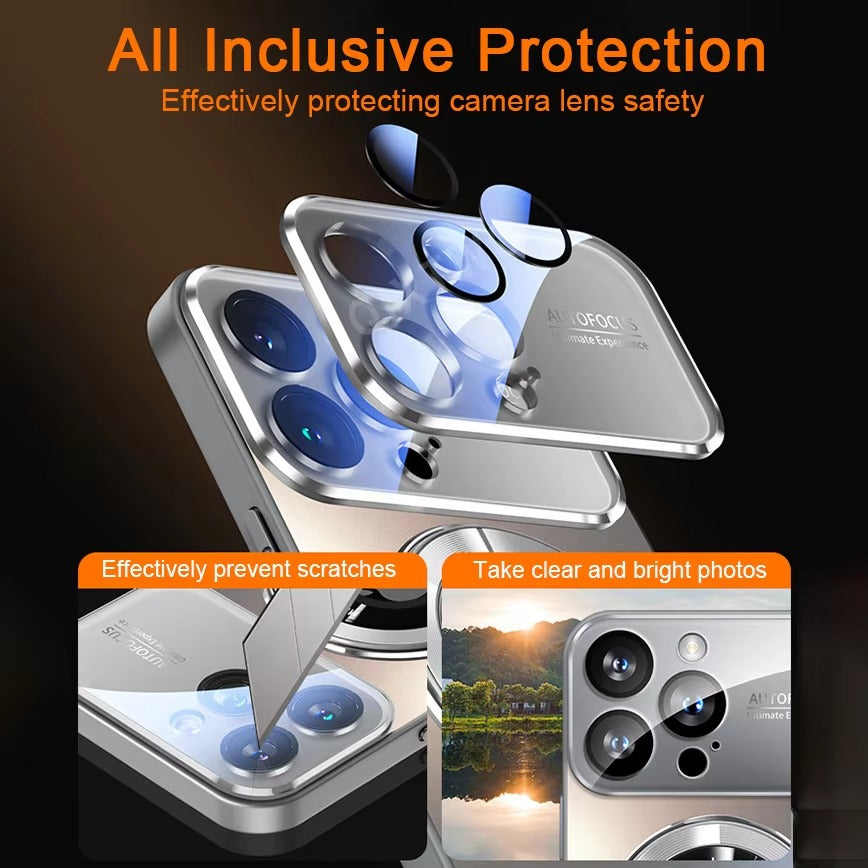 Luxury iPhone Case — Glass Camera Protection MagSafe Wireless-Charging Full-Coverage Hard Cover with Shockproof, Anti-Fingerprint, Anti-Scratch Design