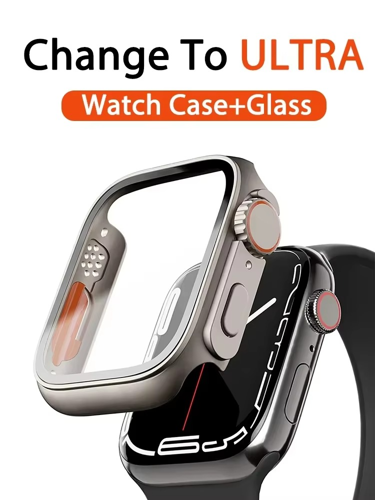 Luxury Glass Case For Apple Watch with Screen Protector, Full Protective Bumper Cover for Series 10, 9, 8, 7, SE & 38–46mm Sizes