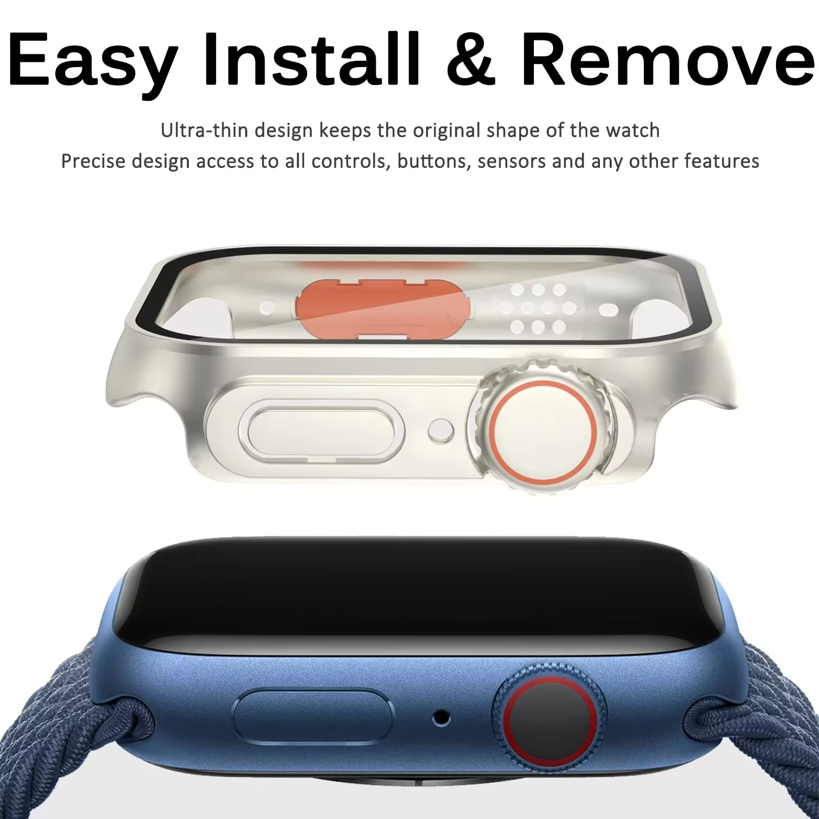 Luxury Glass Case For Apple Watch with Screen Protector, Full Protective Bumper Cover for Series 10, 9, 8, 7, SE & 38–46mm Sizes