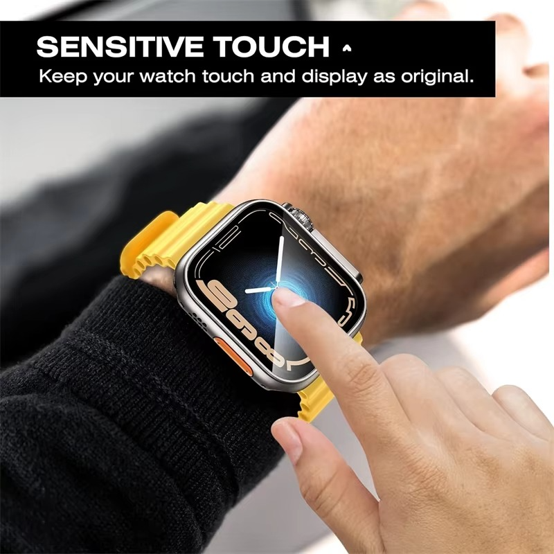 Luxury Glass Case For Apple Watch with Screen Protector, Full Protective Bumper Cover for Series 10, 9, 8, 7, SE & 38–46mm Sizes