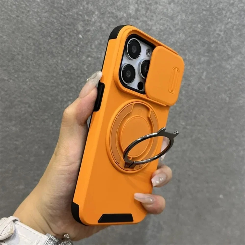 Luxury iPhone Case — Heavy-Duty Rugged Armor Magnetic Bracket with Shockproof PC Cover, Anti-Fingerprint, Anti-Scratch Protection
