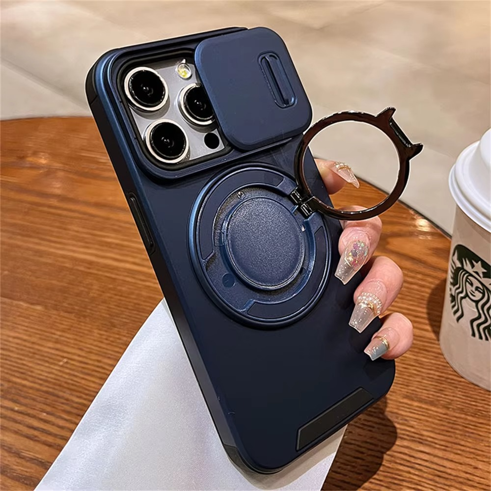 Luxury iPhone Case — Heavy-Duty Rugged Armor Magnetic Bracket with Shockproof PC Cover, Anti-Fingerprint, Anti-Scratch Protection